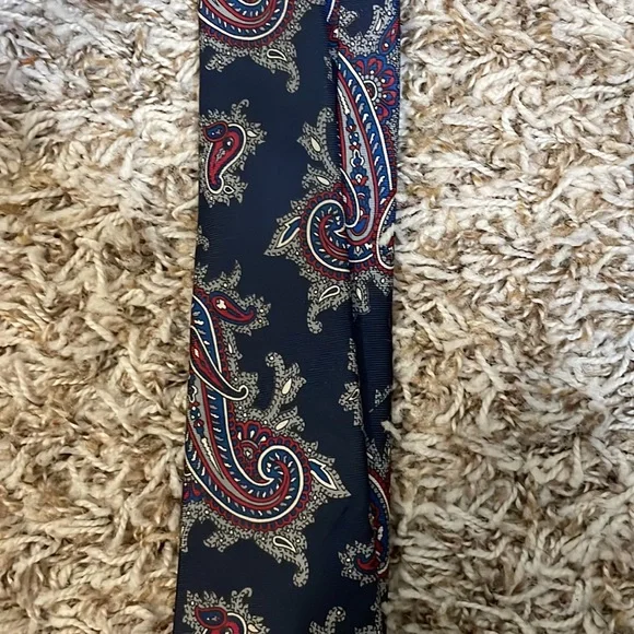 Christian Dior Blue Red & White Paisley All Silk Tie - Picture 10 of 16